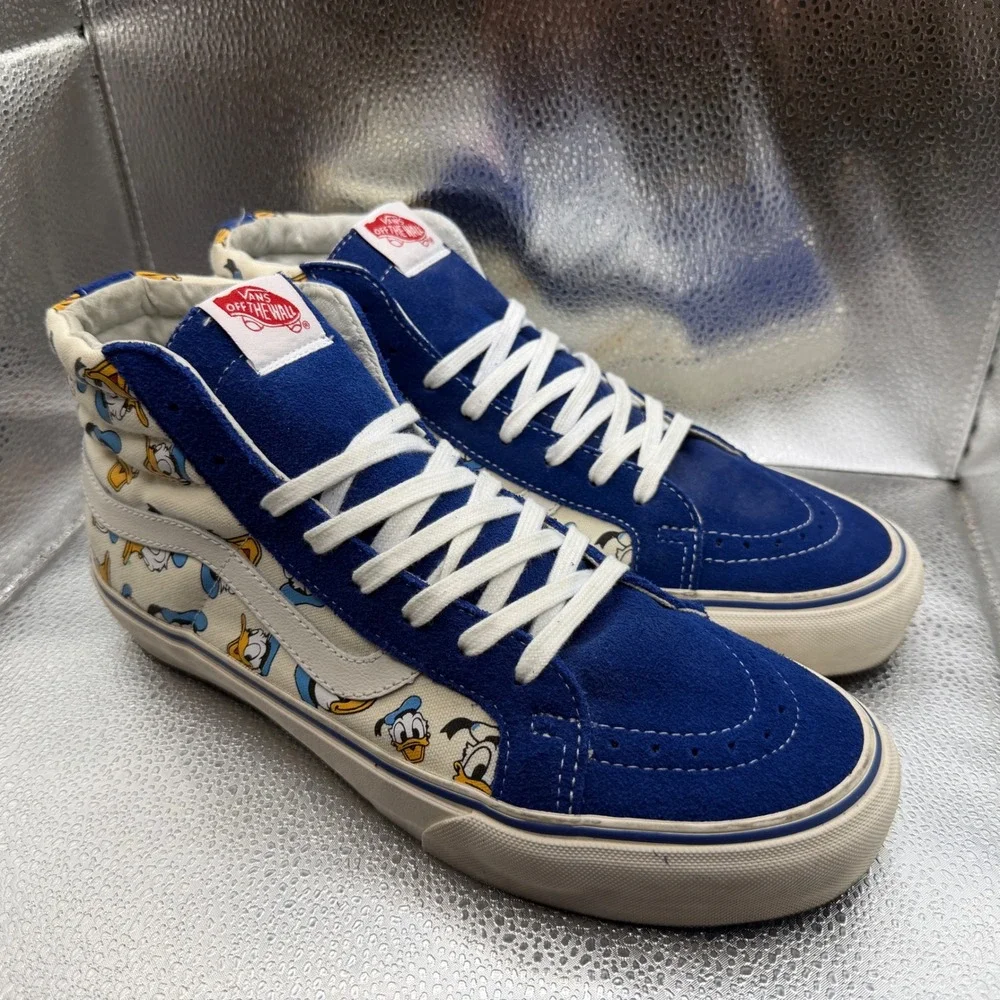 Size 10 Vans Sk8-Hi Sneakers Mens Blue Excellent Disney Donald Duck High Top